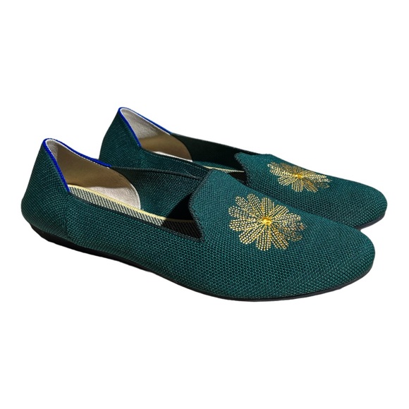 Rothy's Shoes - Rothy’s The Loafer Holiday Evergreen Sunburst Gold Flower RARE